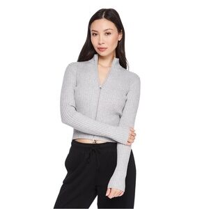 NOBO 2-Way Zip Grey Rib Sweater - Large